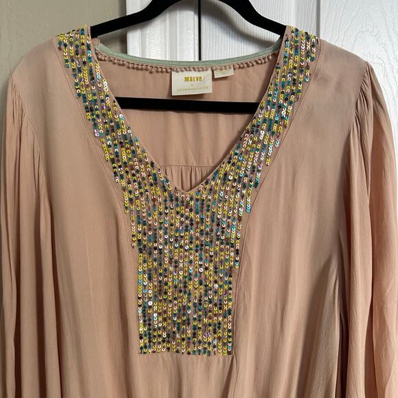Anthropologie Maeve Kristie Sequined Peasant Blouse Medium - Picture 7 of 7